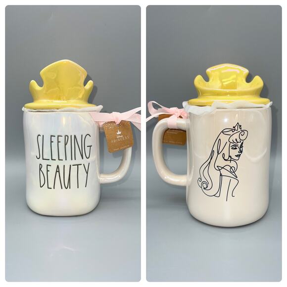 Rae Dunn Disney Princess Aurora Sleeping Beauty Ceramic Crown Topper Mug - Picture 1 of 3
